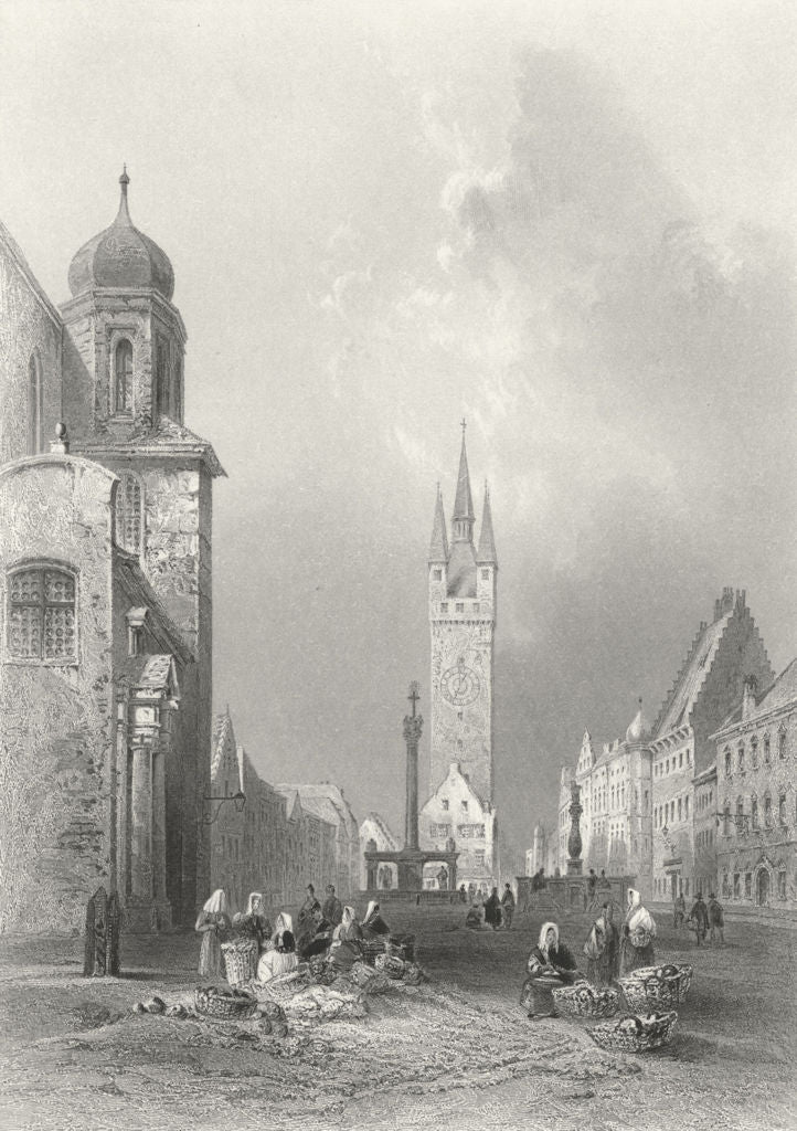 GERMANY. Straubing. Bartlett Busy St-Roberts 1840 old antique print picture